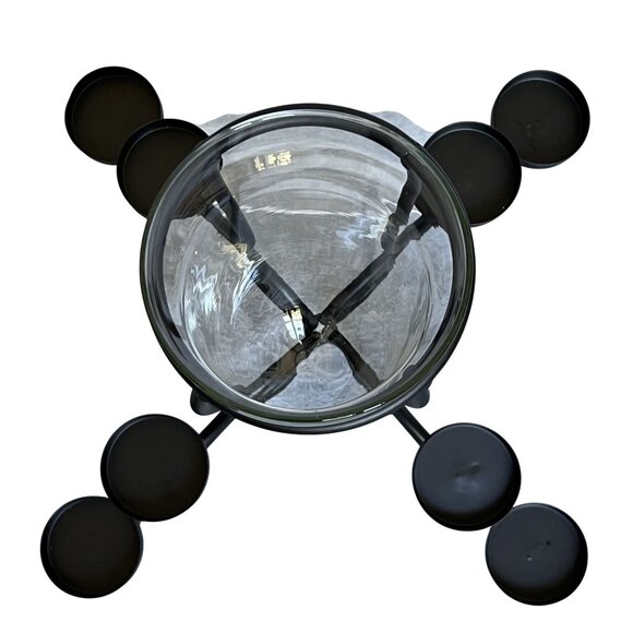 Wrought lron Holiday Centerpiece Fireplace Stand 1 Center Glass 8 Candle Slots - Picture 8 of 10